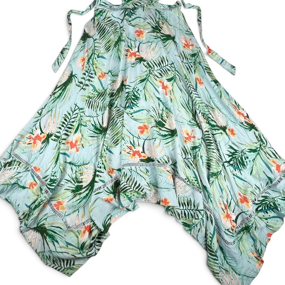 Lulus St Tropez Womens Sz Sm Tropical Floral Blue Halter Dress Asymmetrical $84 - Picture 7 of 16